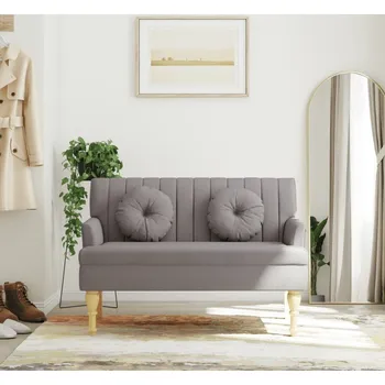 Otoman vidaXL Lavice s polštáři 113x64,5x75,5 cm umělá semišová kůže [372135] Barva: taupe