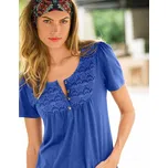 Tričko s macramé a krátkými rukávy modrá 54