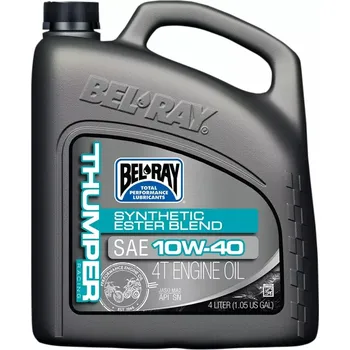 Motorový olej a Olej BEL-RAY THUMPER 10W-40 RACING SYNTHETIC ESTER BLEND 4T ENGINE OIL balení 4 litry