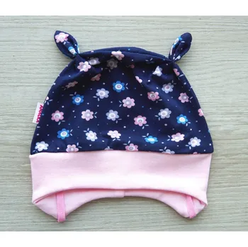 Kojenecká čepice AMÁLKA Bavlněná, dívčí čepička, malé květinky Velikost: 50-56