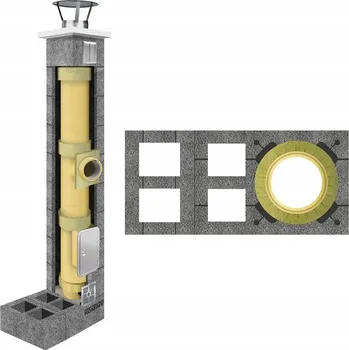Komín Keramický komín, komínový systém fi 160 mm, 11 m, sada 36 x 78 cm, kompletní 4vrstvý