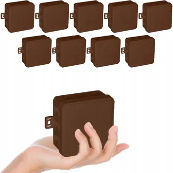 Elektroinstalační krabice VIPLAST Hermetická Elektroinstalační Krabice Na Stěnu na kliku IP54 75x75x41mm Hnědá 10 Ks