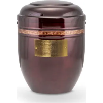 Smuteční dekorace Pohřební Hliníková urna na popel, h-klasik, hliník-vínová, štítek č. 50, 100 x 50, bez výzdoby