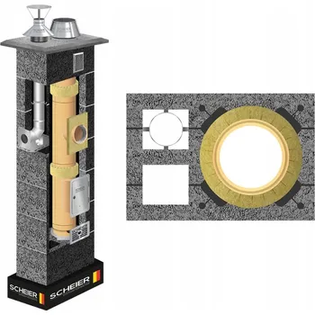 Komín Keramický komínový systém + plyn komín DUO 160 + 80 15m sada vložka STD + INOX ocel