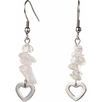 Náušnice Křišťál náušnice nerezová ocel s kameny a srdíčky délka 5 cm