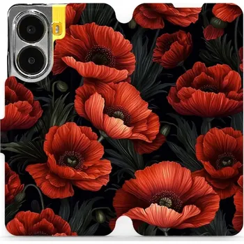 Pouzdro na mobilní telefon Flipové pouzdro Mobiwear - Xiaomi Poco X7 Pro - VP45S Temné červené květy (Knížkové flip pouzdro, obal, kryt na mobil Xiaomi Poco X7 Pro - VP45S Temné červené květy, materiál Umělá kůže + TPU - ochrana 360°, stojánek, silikonová vanička, magnetické zavírá