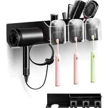 Věšák AceList Černý držák na fén, 39 x 8 x 9 cm