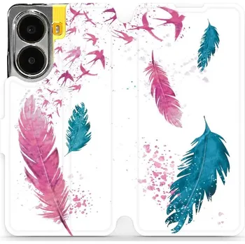 Pouzdro na mobilní telefon Flipové pouzdro Mobiwear - Xiaomi Poco X7 Pro - MR08S Pírka (Knížkové flip pouzdro, obal, kryt na mobil Xiaomi Poco X7 Pro - MR08S Pírka, materiál Umělá kůže + TPU - ochrana 360°, stojánek, silikonová vanička, magnetické zavírání)