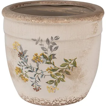 Clayre & Eef - Keramický květináč VINTAGE BLOOMS 6CE1607M