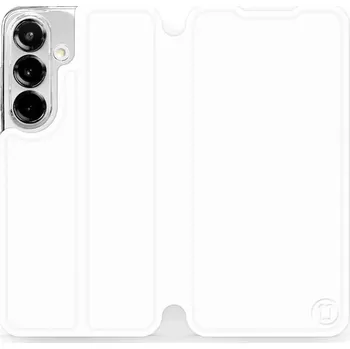 Pouzdro na mobilní telefon Flipové pouzdro Mobiwear - Samsung Galaxy S25 - Bílé a šedé (Knížkové flip pouzdro, obal, kryt na mobil Samsung Galaxy S25 - Bílé a šedé, materiál Umělá kůže + TPU - ochrana 360°, stojánek, silikonová vanička, magnetické zavírání)