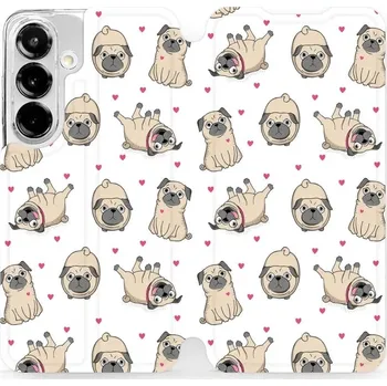 Pouzdro na mobilní telefon Flipové pouzdro Mobiwear - Samsung Galaxy S25 - M097P Mopsíci (Knížkové flip pouzdro, obal, kryt na mobil Samsung Galaxy S25 - M097P Mopsíci, materiál Umělá kůže + TPU - ochrana 360°, stojánek, silikonová vanička, magnetické zavírání)