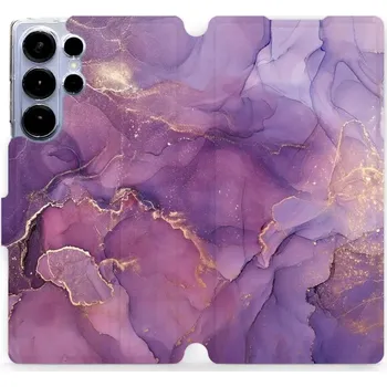 Pouzdro na mobilní telefon Flipové pouzdro Mobiwear - Samsung Galaxy S25 Ultra - VP20S Fialový mramor (Knížkové flip pouzdro, obal, kryt na mobil Samsung Galaxy S25 Ultra - VP20S Fialový mramor, materiál Umělá kůže + TPU - ochrana 360°, stojánek, silikonová vanička, magnetické)