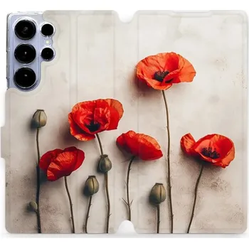 Pouzdro na mobilní telefon Flipové pouzdro Mobiwear - Samsung Galaxy S25 Ultra - VP42S Vlčí máky (Knížkové flip pouzdro, obal, kryt na mobil Samsung Galaxy S25 Ultra - VP42S Vlčí máky, materiál Umělá kůže + TPU - ochrana 360°, stojánek, silikonová vanička, magnetické zavírání)