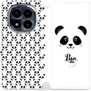 Pouzdro na mobilní telefon Flipové pouzdro Mobiwear - Xiaomi Redmi Note 14 Pro 4G - M030P Panda Amálka (Knížkové flip pouzdro, obal, kryt na mobil Xiaomi Redmi Note 14 Pro 4G - M030P Panda Amálka, materiál Umělá kůže + TPU - ochrana 360°, stojánek, silikonová vanička, magnetické)