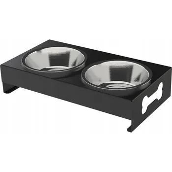 Miska pro psa Sada dvou kovových misek Domer, černá, 0,45 l