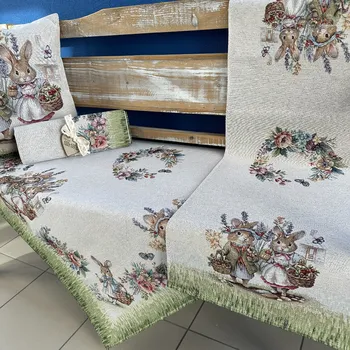 Stolování Tegatex Velikonoční gobelínový ubrus - dva zajíčci Velikost: 100*100 cm