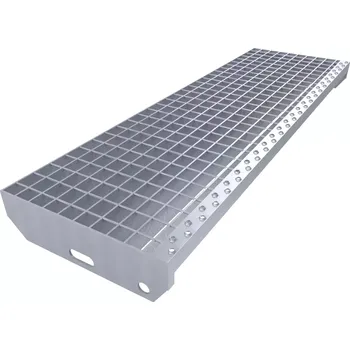 Schodiště Kovový pozinkovaný protiskluzový schodišťový stupeň (30/2, 34/38) FLOMA SteelStep - šířka 100 cm, hloubka 30,5 cm, výška 3 cm