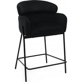 Barová židle BAROVÁ ŽIDLE ČALOUNĚNÁ VELUREM ČERNÁ GLAMOUR DO KUCHYNĚ BOLZANO