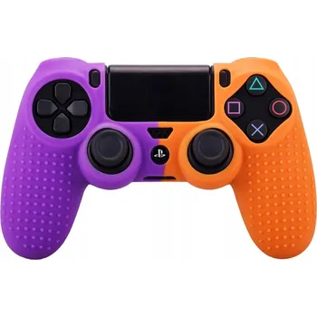 Pouzdro na mobilní telefon POUZDRO SILIKONOVÉ OCHRANNÉ POUZDRO PS4 DUALSHOCK 4 FIALOVÉ + ORANŽOVÉ