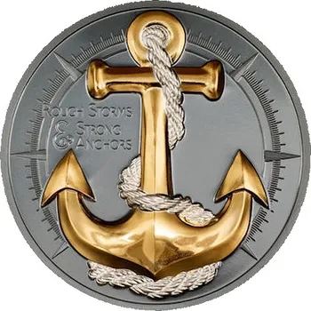 CESTA KOTVA DRSNÉ BOUŘE coin The Journey Anchor Rough Storms gilded – 2 oz stříbrná mince pozlacená