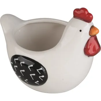 Velikonoční dekorace ANDĚL Slepička s květináčkem z keramiky na postavení 14,5 x 11 x 11 cm