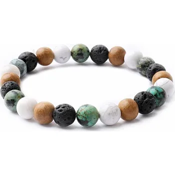 Náramek Náramek z mixu kamenů a santalového dřeva II obvod cca 16 až 22 cm