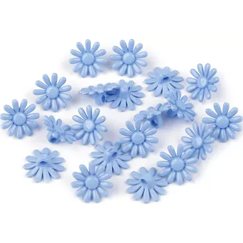 Knoflík Knoflík plastový kytička 15mm modrý (Knoflík plastový květ)