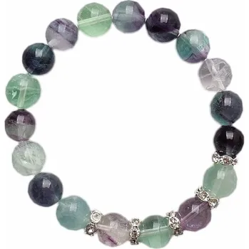 Drahý kámen Fluorit multicolor náramek s třpytivými aplikacemi obvod cca 16 až 21 cm