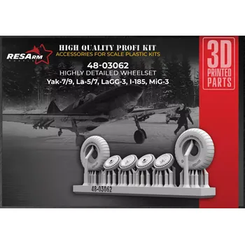 Plastikový model RESARM 1/48 Yak 7-9, La 5-7, LaGG 3 MIG-3 wheels set 3