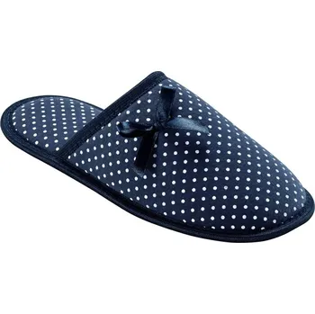 Dámské pantofle Pantofle s mašličkou a potiskem puntíků námořnická modrá 38