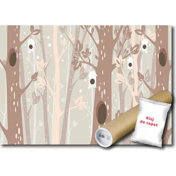 Fototapeta Vliesová fototapeta 416x290 Dětská - Hnědé stromy a ptačí budky