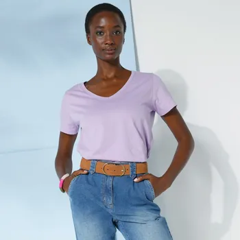 Dámské tričko Tričko s výstřihem do V lila 46/48