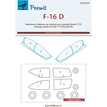 Plastikový model Peewit 1/72 Canopy mask F-16D (REV)