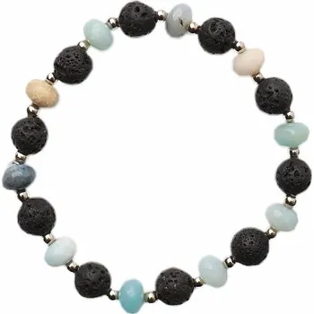 Náramek Nefertitis Náramek z lávového kamene a amazonitu 16-20 cm
