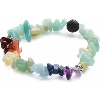 Náramek Amazonit náramek sekaný čakrový s lávou obvod cca 16 až 21 cm