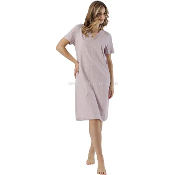 Dámská noční košile LEVEZA (M-Max) Dámská noční košile Estera1563 Barva: 1-fialovohnedá, Velikost: M