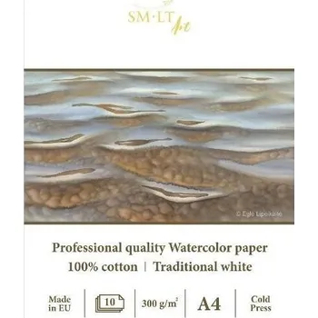 Výtvarný papír SMLT Blok Traditional White pro Akvarel A4, 300 g/m2, 10 listů