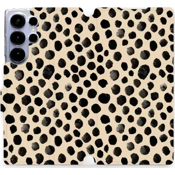 Pouzdro na mobilní telefon Flipové pouzdro Mobiwear - Samsung Galaxy S25 Ultra - VA50S Černé puntíky (Knížkové flip pouzdro, obal, kryt na mobil Samsung Galaxy S25 Ultra - VA50S Černé puntíky, materiál Umělá kůže + TPU - ochrana 360°, stojánek, silikonová vanička, magnetické zavírá