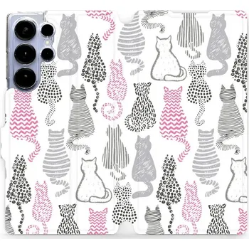 Pouzdro na mobilní telefon Flipové pouzdro Mobiwear - Samsung Galaxy S25 Ultra - MX01S Kočičí zádíčka (Knížkové flip pouzdro, obal, kryt na mobil Samsung Galaxy S25 Ultra - MX01S Kočičí zádíčka, materiál Umělá kůže + TPU - ochrana 360°, stojánek, silikonová vanička, magnetické)