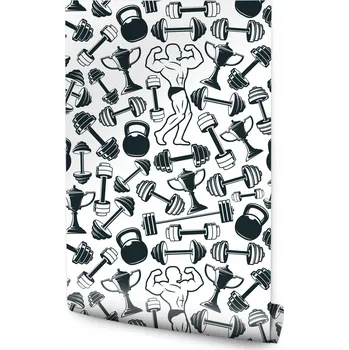 Fototapeta Tapeta pro mládež POSILOVNA Trénink Fitness Činky