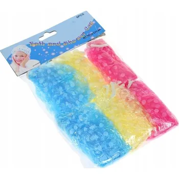 Sprchovací čepice FÓLIOVÁ KOUPACÍ ČEPICE OCHRANNÁ NA VLASY S GUMIČKOU BAREVNÁ 6 Ks