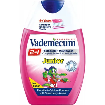 zubní pasta Vademecum 2v1 Junior kombinace zubní pasty a ÚV Jahoda 75 ml