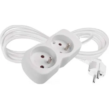 Prodlužovací kabel EMOS Prodlužovací kabel 2 m / 2 zásuvka / bílý / PVC / 1 mm2