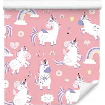 Fototapeta Tapeta pro holčičku jednorožci duhy obláčky