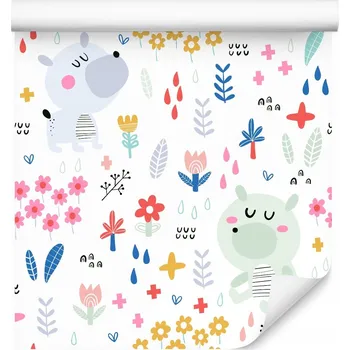 Fototapeta Tapeta pro děti MEDVÍDCI Zvířata Květiny Rostlinky