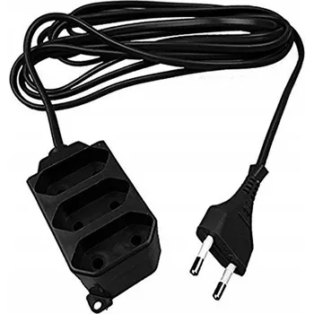 Napájecí kabel PRODLUŽOVACÍ KABEL TROJITÝ 5 METRŮ EURO ČERNÝ 3 ZÁSUVKY