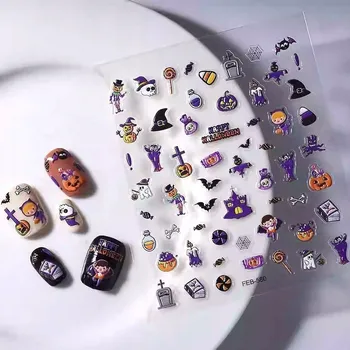 Samolepky na nehty Samolepící konvexní vzory HALLOWEEN