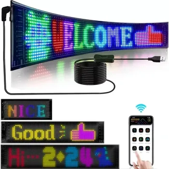 Tuning Flexibilní LED USB panel 348x102mm s vlastním textovým animačním vzorem + iOS a Android s Bluetooth (Flexibilní LED USB display 348x102mm)