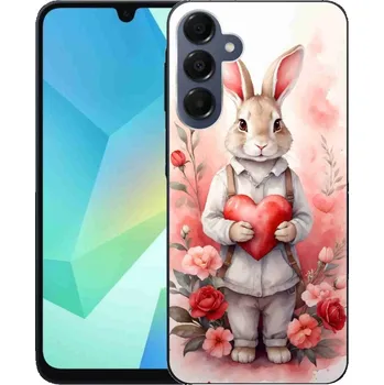 Pouzdro na mobilní telefon Gelový kryt mmCase na Samsung Galaxy A16 4G/5G - zajíc se srdíčkem
