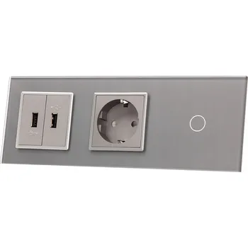 vypínač Jednoduchý dotykový vypínač, zápustný Livolo stříbrný VL-C701G2USB-64